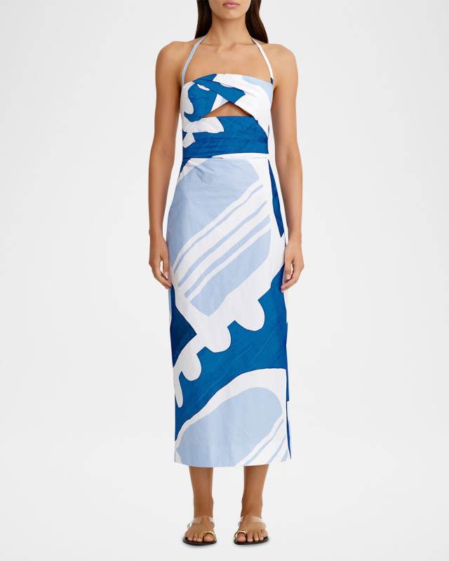 Claire Draped Cutout Halter Midi Dress
